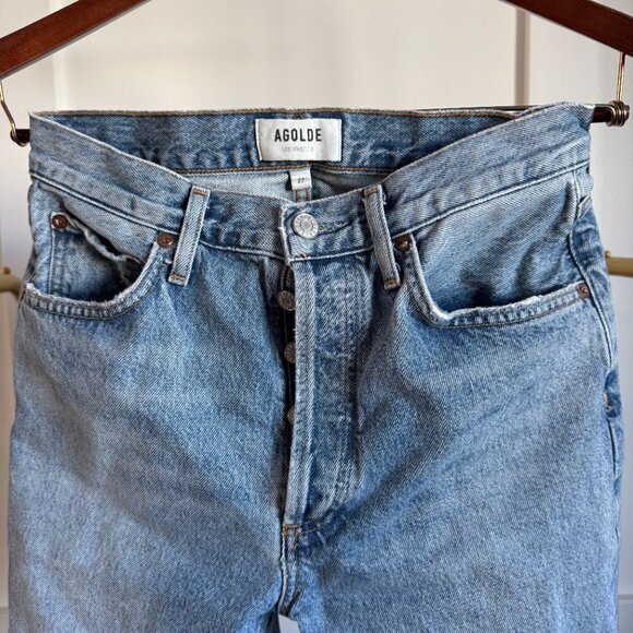 AGOLDE 90s pinch waist high waist straight jeans in backdrop blue Womens size 27 - Picture 4 of 6